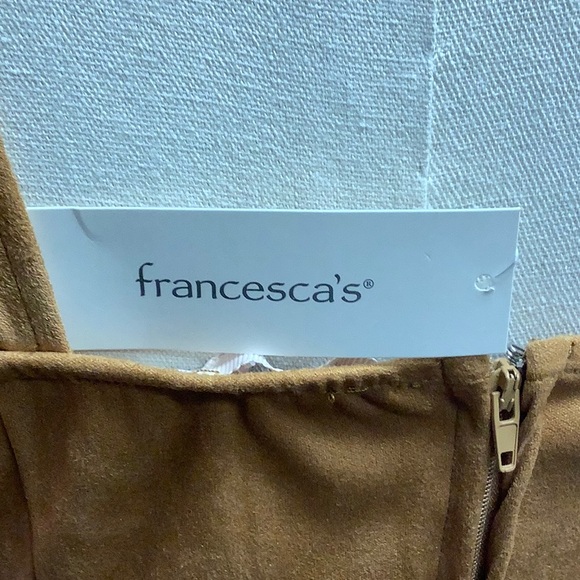 Francesca’s Collection Chris Faux Suede Tan Brown Square Neck Mini Dress - Small - Picture 6 of 10